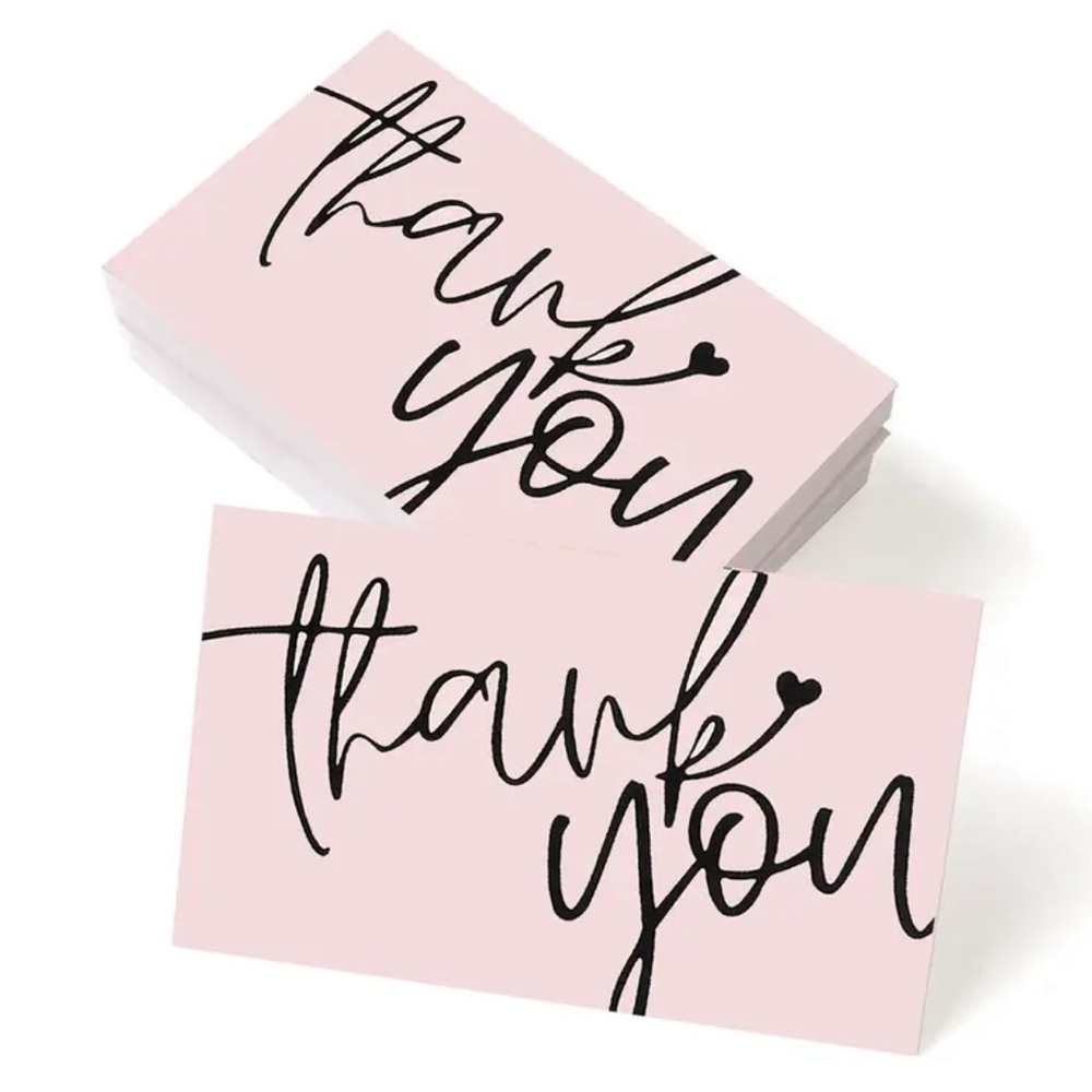 Thank You Business Cards, Pink & Black, NEW, 50Pcs.